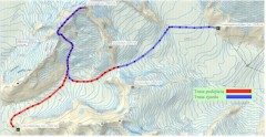 Mapa 3 etap wer. A: Konkordia Hutte - Gruneggfirn - Klein Grunegghorn (3787m) - Grünhornlucke pass - Finsteraarhorn hut (3 048 m)