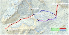 Mapa 3 etap wer. B.: Konkordiahutte (2850m) - Grünhornlucke pass (3279m) - Wyssnollen (3590m) - Finsteraarhorn hut (3048 m)