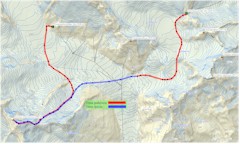 Mapa 5 etap : Finsteraarhorn hut (3048 m) - Wannenhorn (3906m) -  Galmigletscher (2700m) -  Oberaarjoch Hutte (3212m)