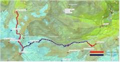 Mapa 2 etapu skitury: Sulden - Rifugio Casati (3269m) - Marteller Hutte 2610 m